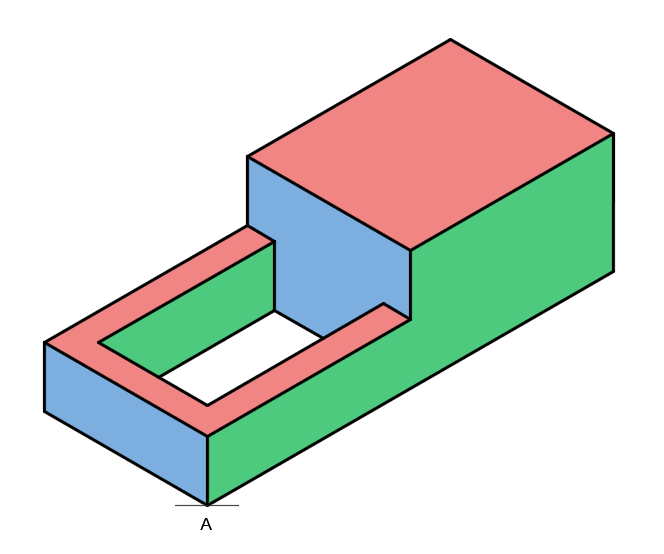 isometric projection straight lines block